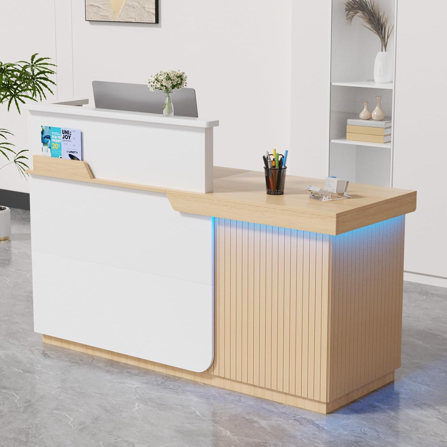 Reception Desk Counter - Balcão de Recepção Moderno com LED,