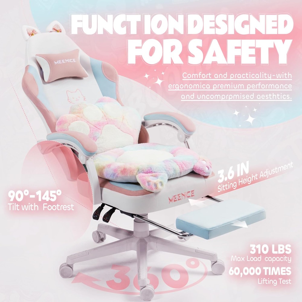 Cadeira de jogos fofa com orel - Office Footrest Cushion avaliação e preço